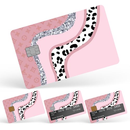 CUCU Covers Pink Glitter Credit Card Skin Debit Card Stickers for Key, Debit, Credit, Bank Card 4PCS Card Skin for Adults,...