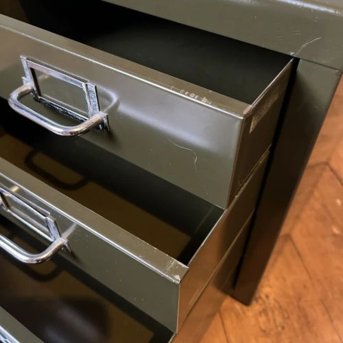 Vintage Industrial Steel Filing Cabinet 4 Drawer Unit Green Metal - Image 4 of 4