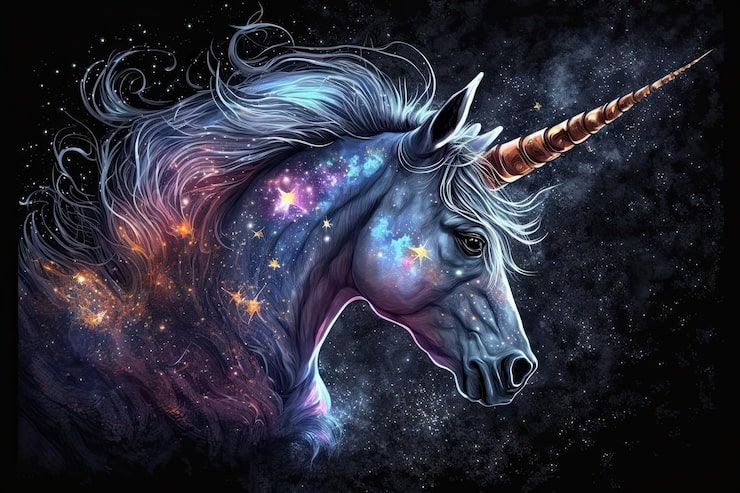 Photo space unicorn beautiful animal cosmic magical fantasy generative ai aig15