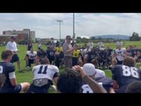 Montana State President Brock Tessman talks to Bobcat football team - YouTube