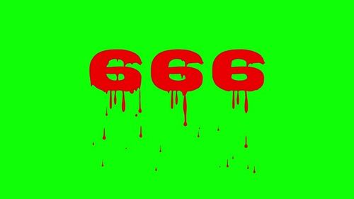 Number 666 text animation with realistic dripping blood on a green screen background, ideal for horror intros, dark cinematic titles, and Halloween-themed visuals.