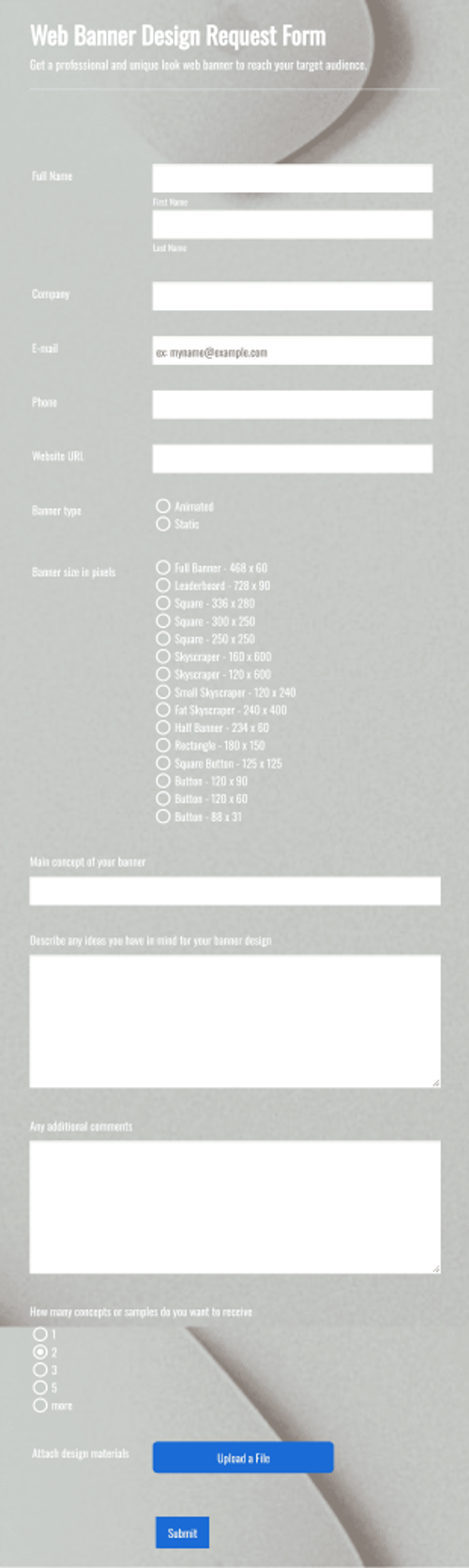 Web Banner Creation Request Form Template
