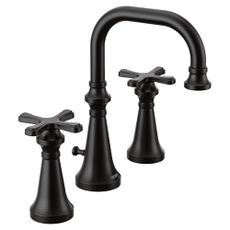 Moen TS44103BL Colinet Traditional Two-Handle Widespread High-Arc Bathroom Faucet with Cross Handles, Valve Required, Matte Black