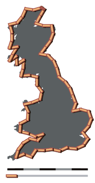 britain fractal coastline 50km