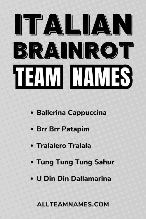 List of Italian brainrot team names like ballerina cappuccina