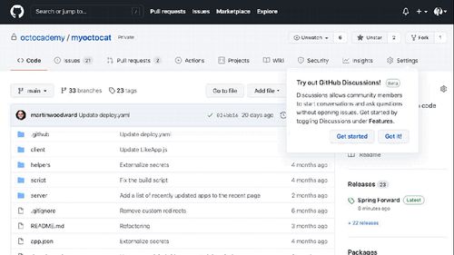 Gif showing how to start using the GitHub Discussions beta in your repo
