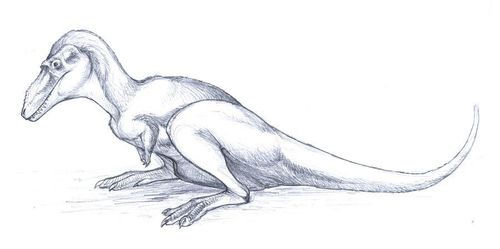 a drawing of a dinosaur sitting on the ground