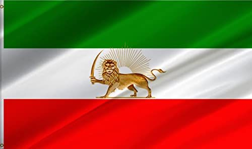 ANCONINE Old Iran Persia Lion Sun Flag 5x8FT and Former Iranian Flags with 2 Brass Grommets,Sturdy Double Stitched and Premium Polyester. (5x8ft)