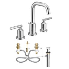 Moen Gibson Chrome Two-Handle High Arc Widespread Bathroom Sink Faucet for 3-Hole Setups with Valve Included, TV6142