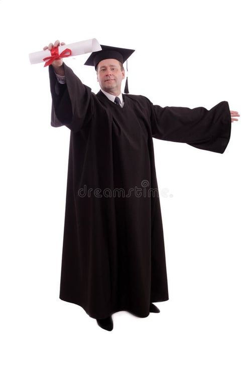 Education background: serious man in a academic gown. Bachelor degree stock images, royalty-free photos and pictures