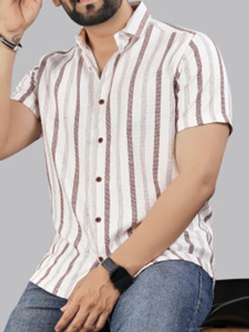 MILDIN Men Striped Casual Multicolor Shirt