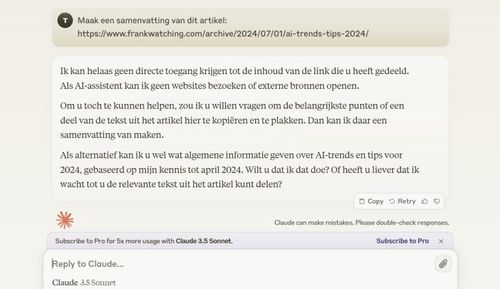 Link in Claude werkt niet.