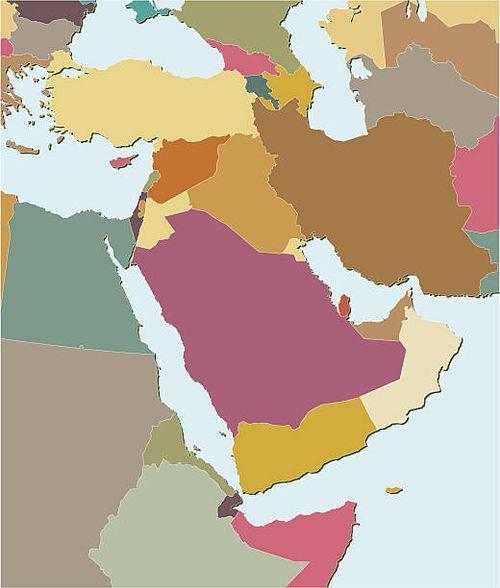 colored map of the middle east - map of israel and syria stock illustrations