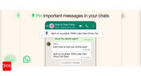 WhatsApp now allow users to pin up to three messages in a chat: Here’s how to do it - Times of India