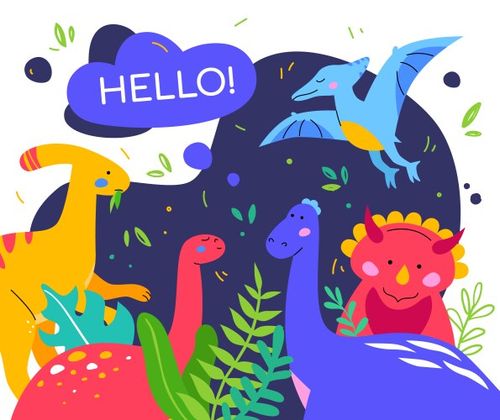 Cute dinosaurs - colorful flat design style poster Vector Image