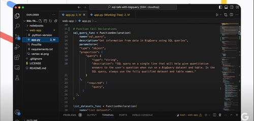 深色模式下的 Gemini API 代码