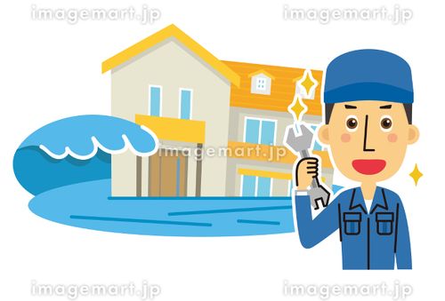 水害 なんでも屋,よろず屋,スタッフのイラスト素材