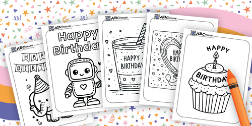 Free printable Happy Birthday coloring pages for kids from ABCmouse.com.