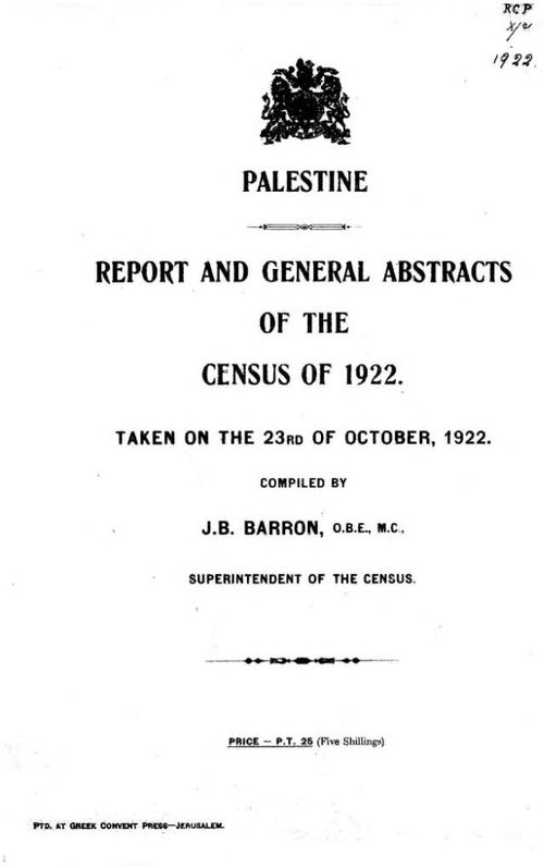 1922 census of Palestine - Wikipedia
