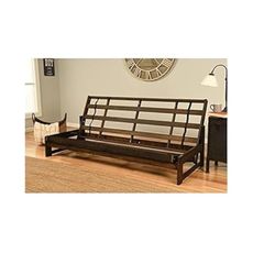 HomeStock Nordic Haven Full Size Futon Frame Set in Reclaimed Mocha Finish, Futon Frame with Mattress, Straight Arm, Versatile and Convertible Design Futon Frame for All Spaces Frame Only