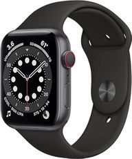 Apple Watch Series 6 (GPS + Cellular, 44MM) - Space Black Titanium Case with Black Sport Band (Renewed)
