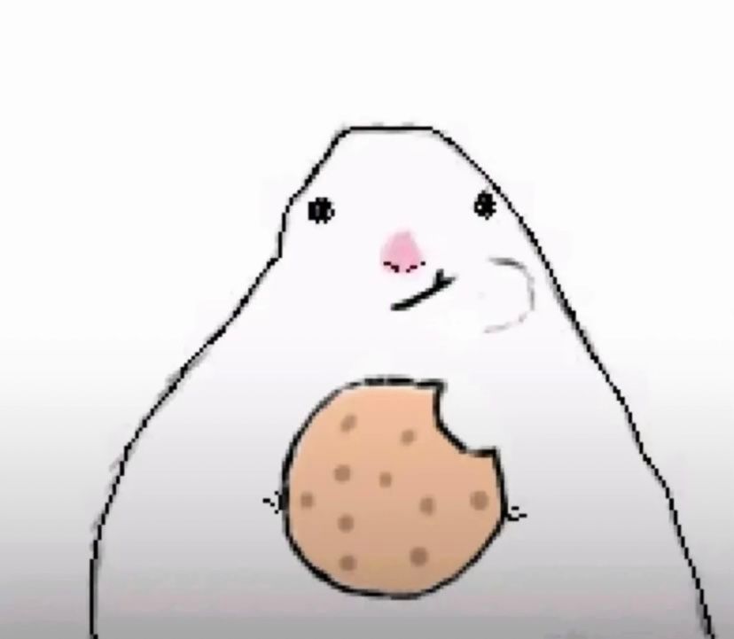 a white hamster with a cookie in its mouth
