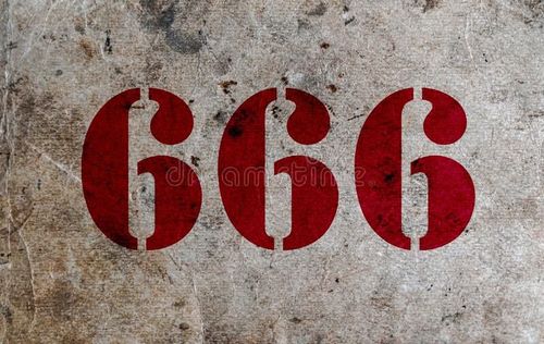 No. 666. The number three sixes stock image