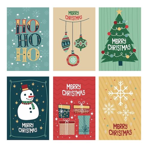 Free Vector hand drawn christmas cards template