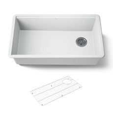 KOHLER Billings™ 32-1/2" Undermount Kitchen Sink, Single-Bowl Sink, Neoroc, K-33710-CM6, Matte White