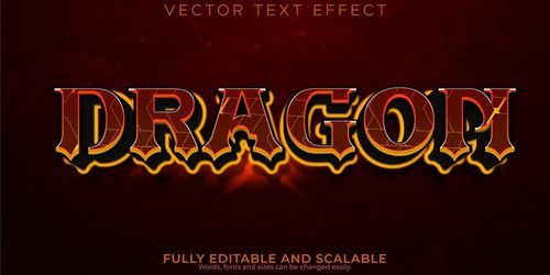 Free Vector dragon fire text effect editable red and flame text style