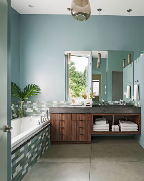Blue-green modern bathroom