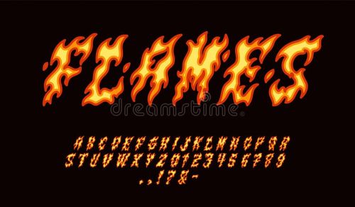 Burning font. Flame letters and numbers, fire alphabet, bonfire magic text, decorative typography, graffiti inscriptions, bright ignite flammable typeface, elements for design tidy vector isolated set. Burning font vectors