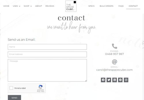 An image of Thespacecube's contact form.