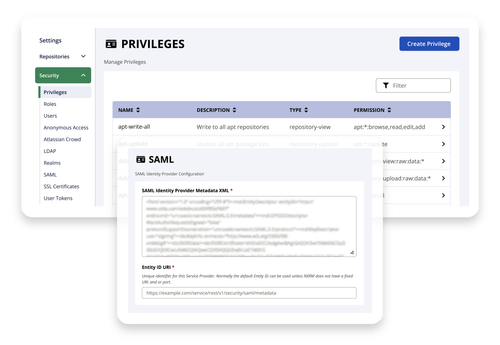 Sonatype Nexus Repository secure access privileges with SAML