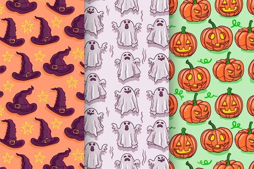 Free Vector hand drawn halloween patterns