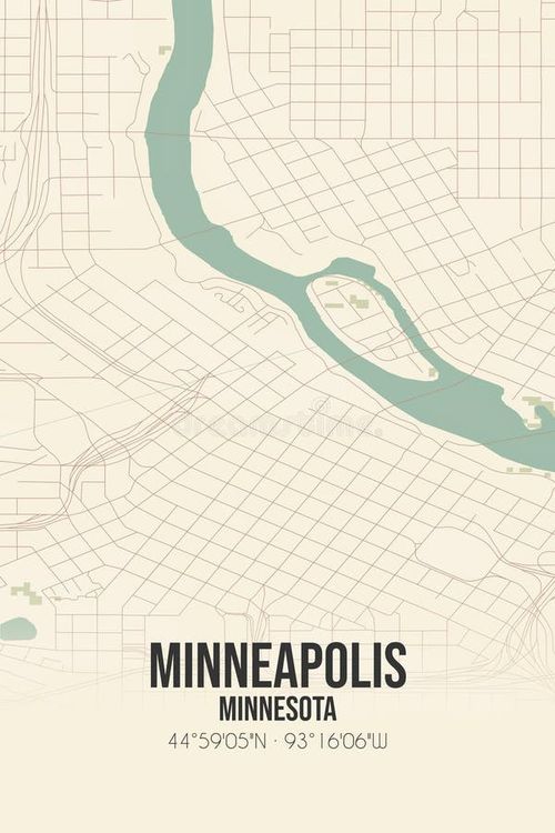 Carte américaine de Minneapolis Minnesota. Carte de la rue Vintage. illustration de vecteur