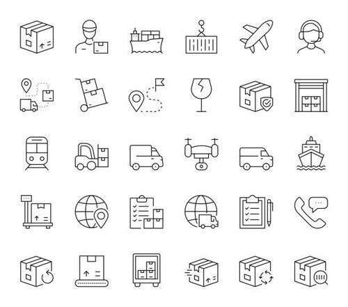 logistics editable stroke line icons - import stock illustrations