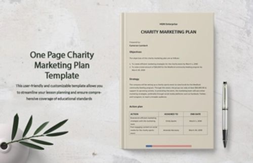 One Page Charity Marketing Plan Template