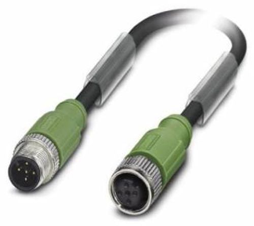 Sensor/actuator cable, 5-position halogen-free, shielded, Plug straight M12, coding: A, connected with unwired, on Socket straight M12, coding: A, cable length: 3 m