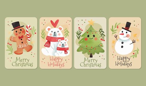 Free Vector watercolor christmas cards template