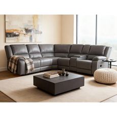 UR livingroom Modular Sectional Sofa PU Leather Manual Recliner Sofa Symmetrical Sectional Couches for Living Room Livingroom Furniture Sets, Grey