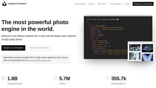 Unsplash's website screenshot
