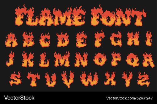 the flame font and numbers are all in different styles, but there is no image to describe