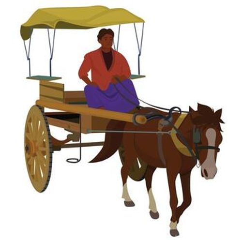 Horse pulled rickshaw, Indian Kolkata rickshaw vector