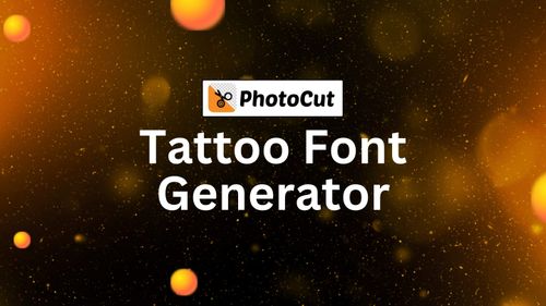 Image of a tattoo font generator interface in PhotoCut, showcasing various customizable font styles for tattoo designs