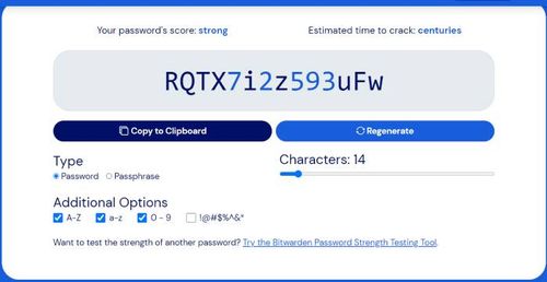 Bitwarden password generator from its website.