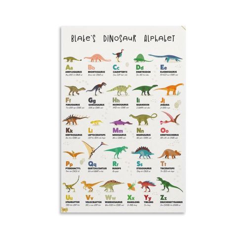 Dinosaur Alphabet Poster Dinosaur ABC for Kids Classroom Educational Canvas Wall Art Aesthetic Decorative Painting Living ...