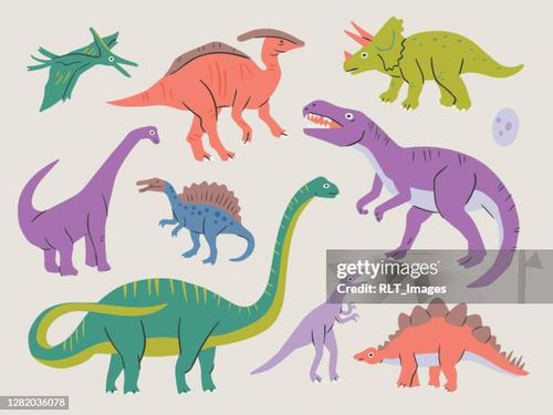 collection of dinosaurs — hand-drawn vector elements - dinosaur stock illustrations