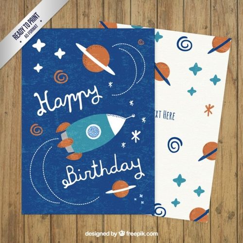 Free Vector space birthday card