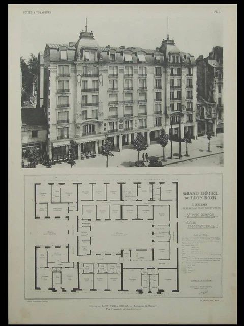 Reims, Grand Hotel Du Lion D'or - 1925 - 3 Grandes Planches, Bellat